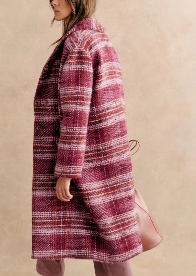 Szane Jackets and Coats Womens Joe Coat Burgundy and Pink Tartan