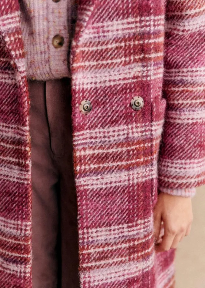 Szane Jackets and Coats Womens Joe Coat Burgundy and Pink Tartan