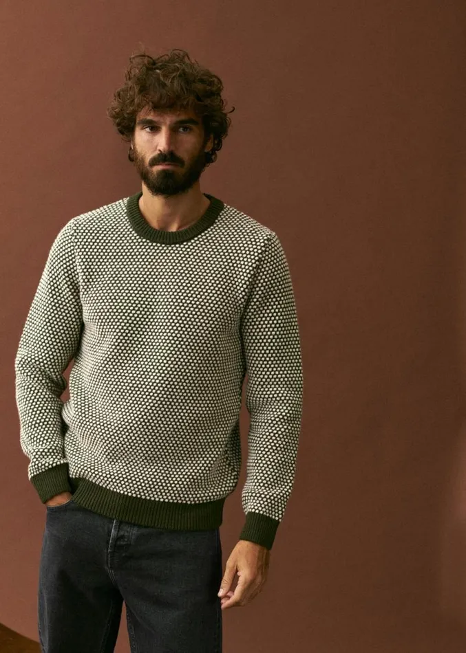 Szane Knitwear Mens Oscar Sweater Ecru Green