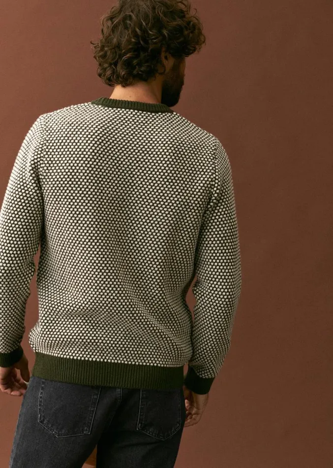 Szane Knitwear Mens Oscar Sweater Ecru Green
