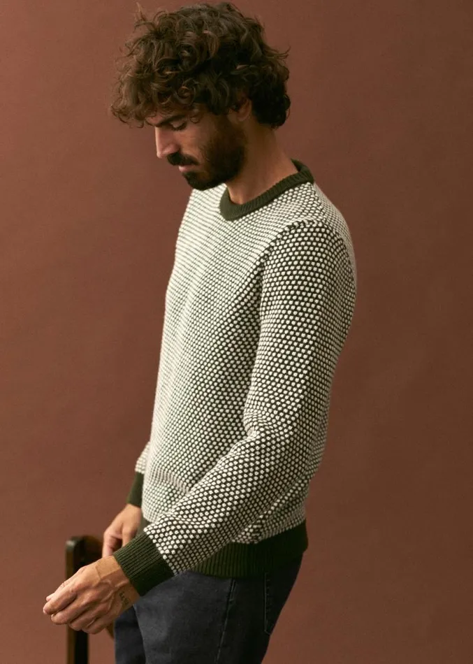 Szane Knitwear Mens Oscar Sweater Ecru Green