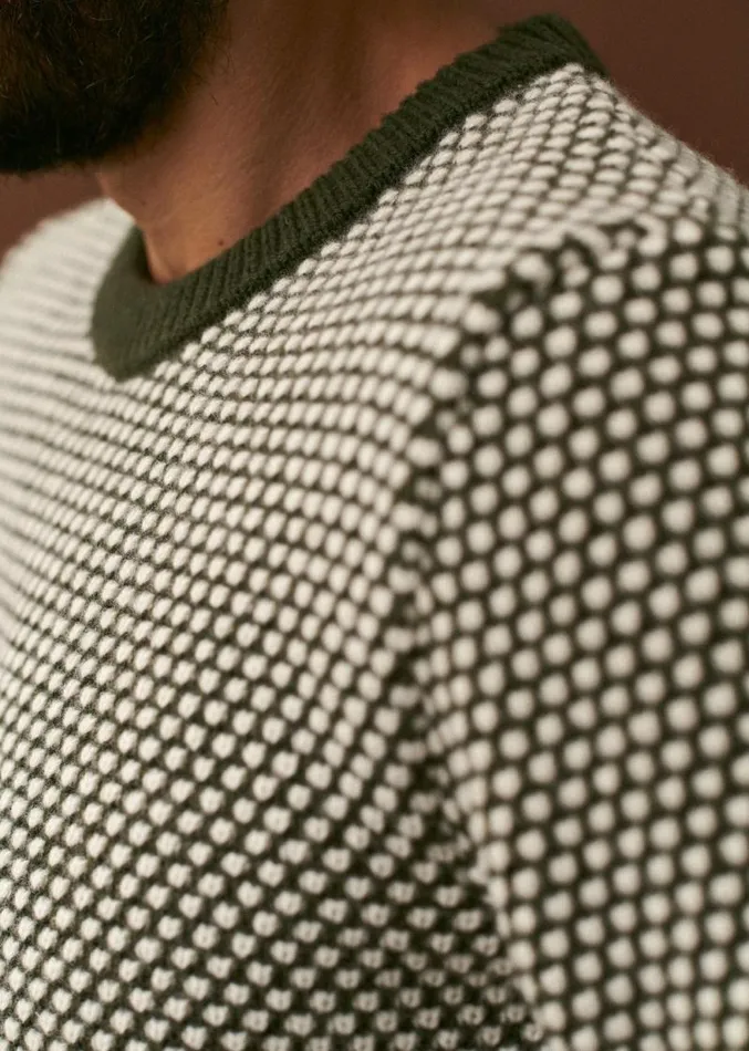 Szane Knitwear Mens Oscar Sweater Ecru Green