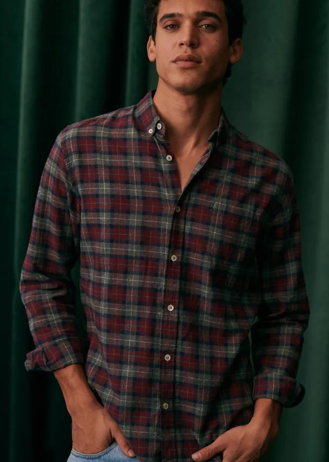 Szane Shirts Mens Checked Flannel Charlie Shirt Grey Burgundy