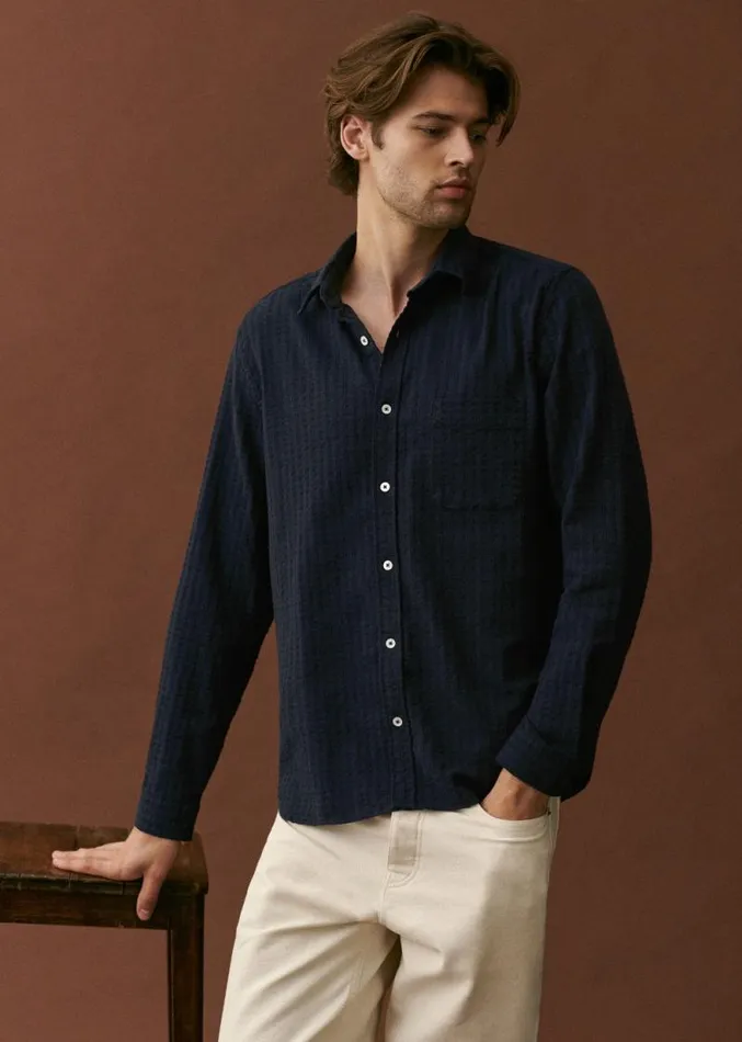 Szane Shirts Mens Lars Shirt Textured Navy