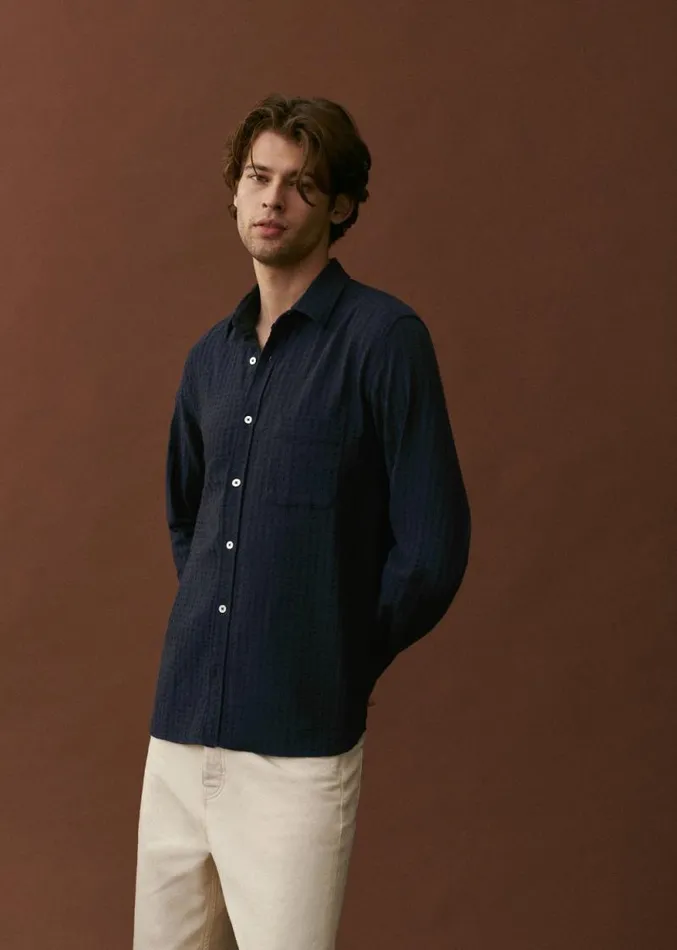 Szane Shirts Mens Lars Shirt Textured Navy