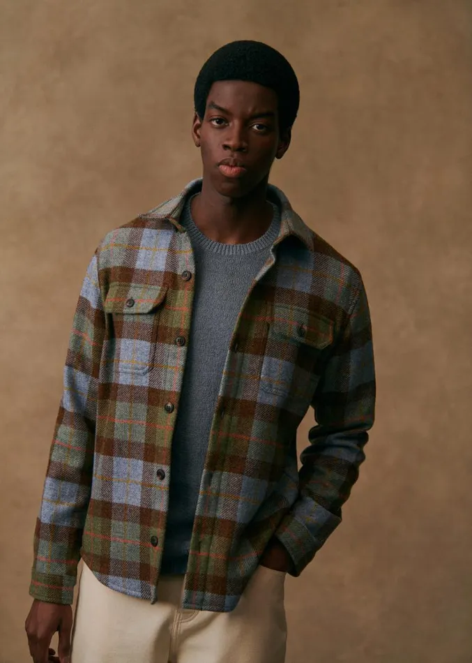 Szane Shirts Mens Lellan Shirt Blue Green Brown Tiles