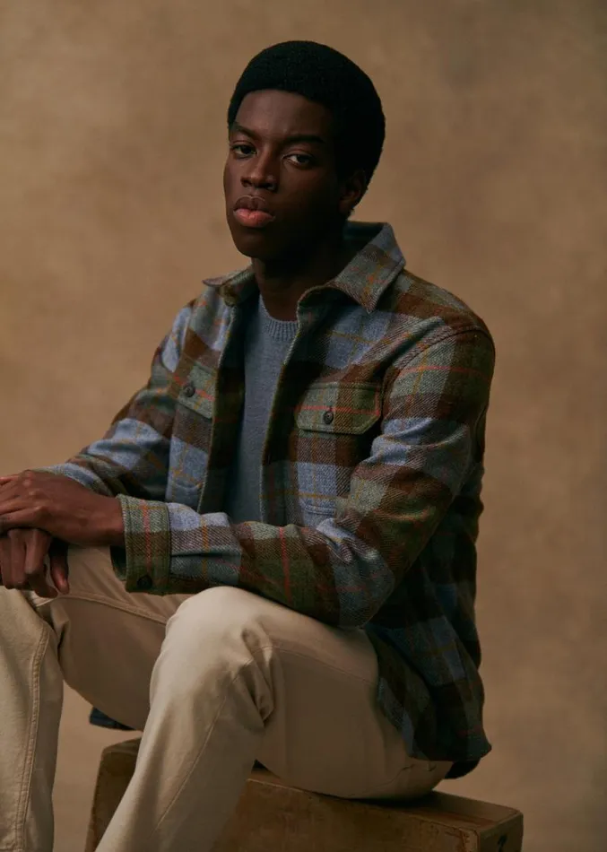 Szane Shirts Mens Lellan Shirt Blue Green Brown Tiles