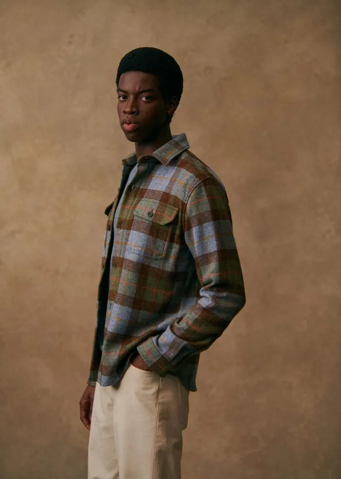 Szane Shirts Mens Lellan Shirt Blue Green Brown Tiles