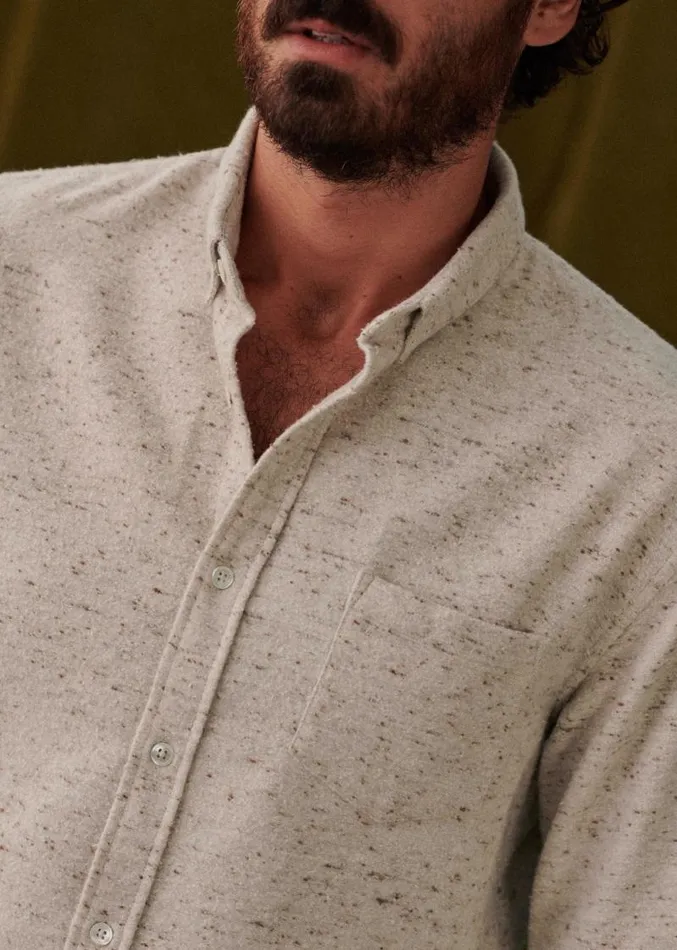 Szane Shirts Mens Mottled Flannel Charlie Shirt Ecru