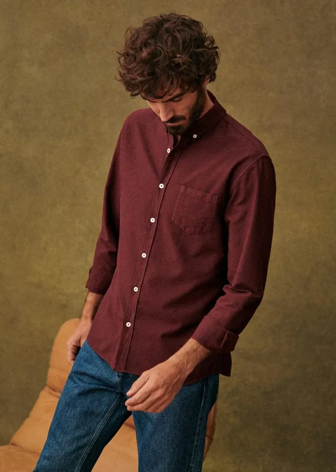 Szane Shirts Mens Oxford Charlie Shirt Burgundy