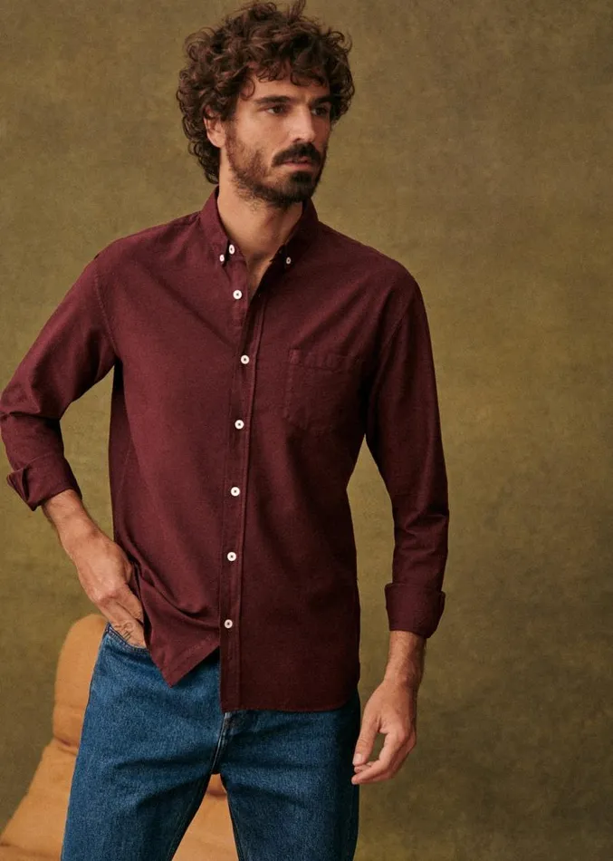 Szane Shirts Mens Oxford Charlie Shirt Burgundy