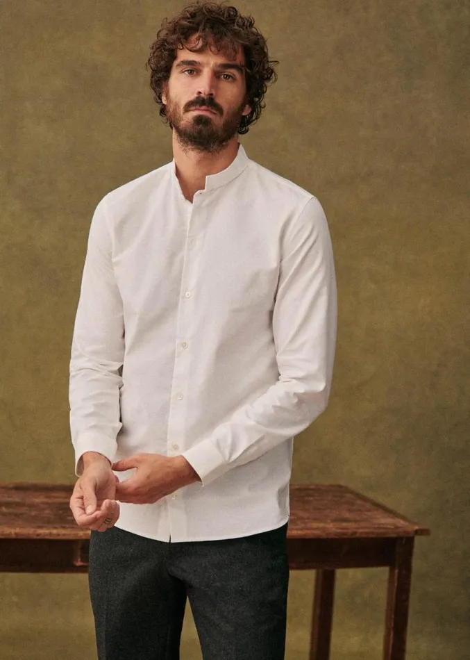 Szane Shirts Mens Pinpoint Edgar Shirt White