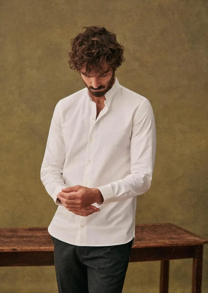 Szane Shirts Mens Pinpoint Edgar Shirt White