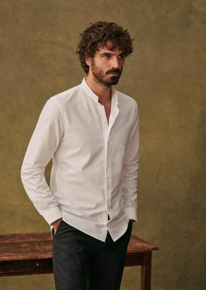 Szane Shirts Mens Pinpoint Edgar Shirt White