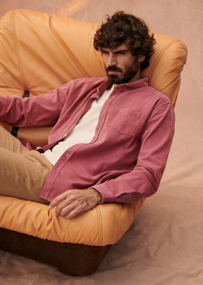 Szane Shirts Mens Velvet Charlie Shirt Vintage Pink