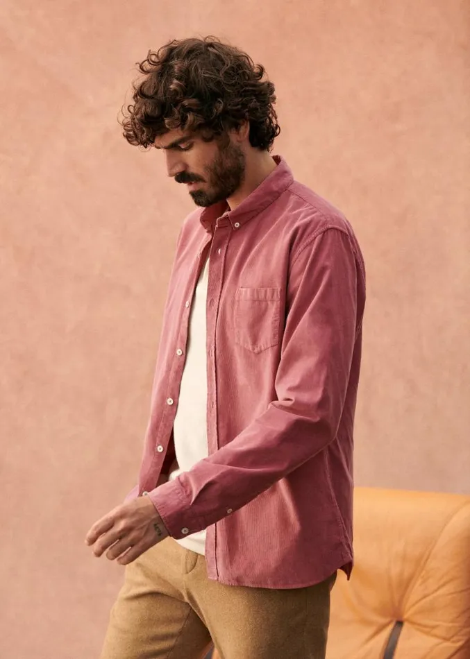 Szane Shirts Mens Velvet Charlie Shirt Vintage Pink