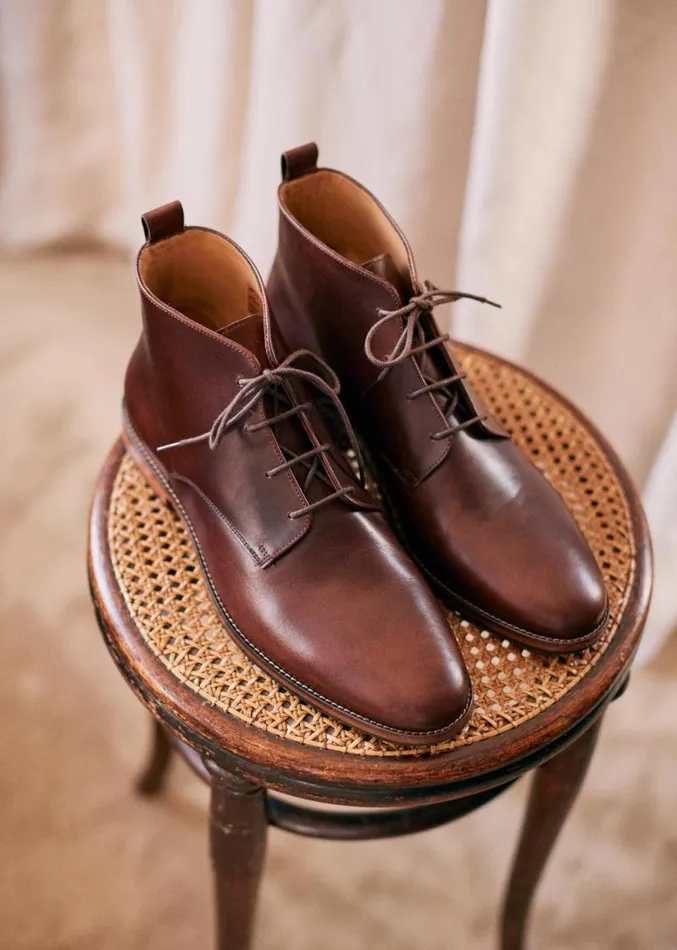 Szane Suits Mens Chukka John Boots Camel Traditional Leather