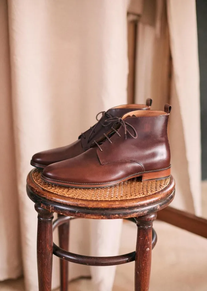 Szane Suits Mens Chukka John Boots Camel Traditional Leather