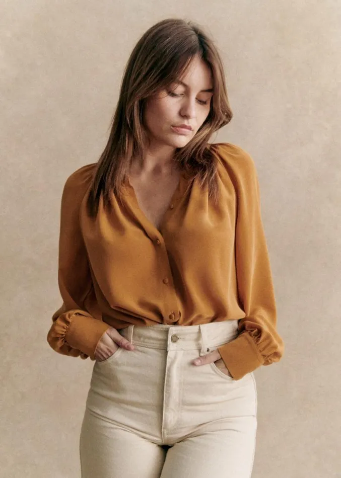 Szane Tops Womens Lealys Shirt Saffron
