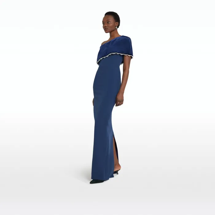 Safiyaa Alison Ink Blue Long Dress Women Dresses