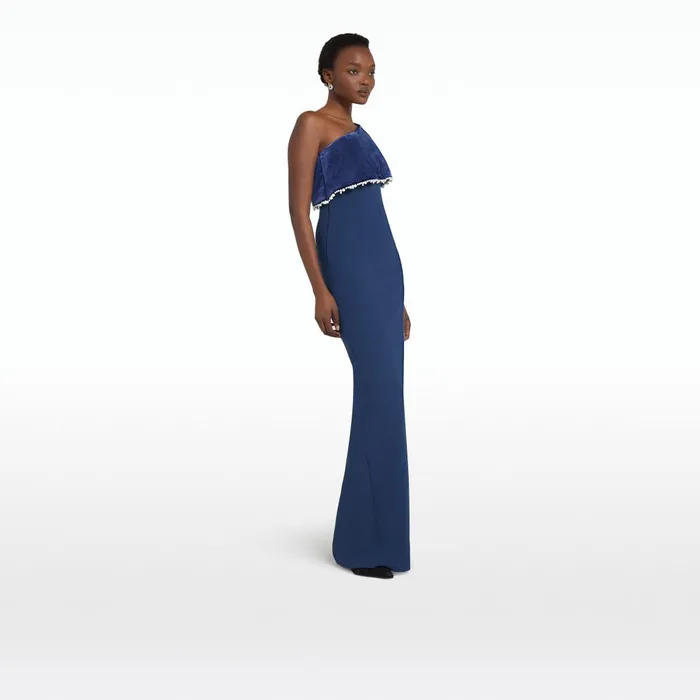 Safiyaa Alison Ink Blue Long Dress Women Dresses