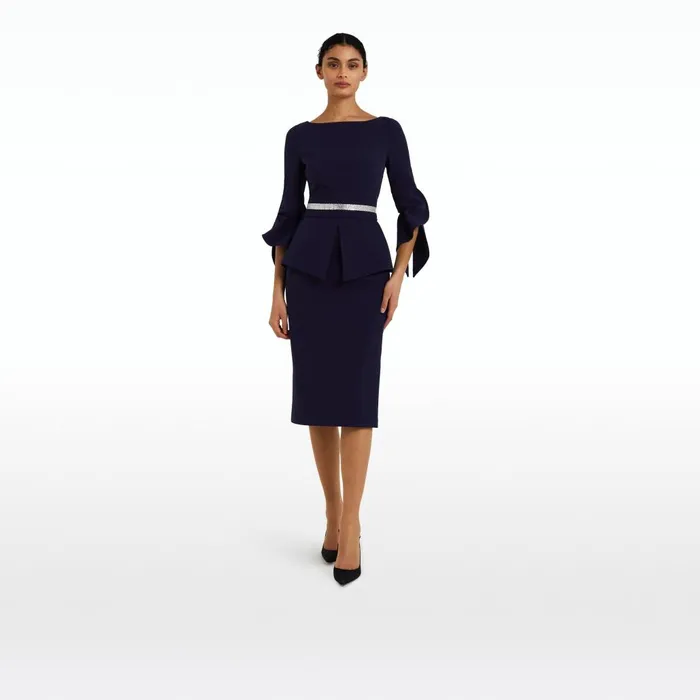Safiyaa Alondra Azurite Blue Midi Dress Women Dresses