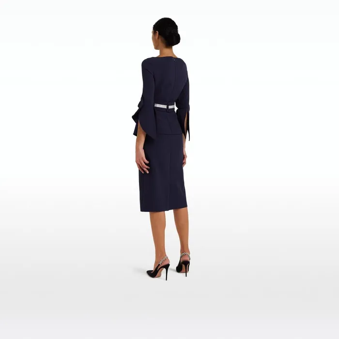 Safiyaa Alondra Azurite Blue Midi Dress Women Dresses