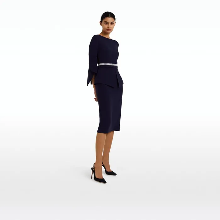 Safiyaa Alondra Azurite Blue Midi Dress Women Dresses