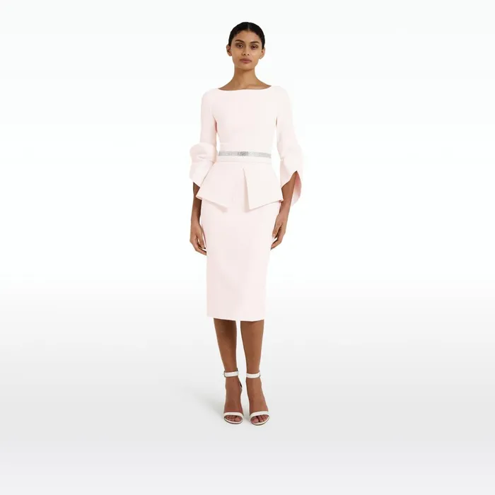 Safiyaa Alondra Pale Pink Midi Dress Women Dresses