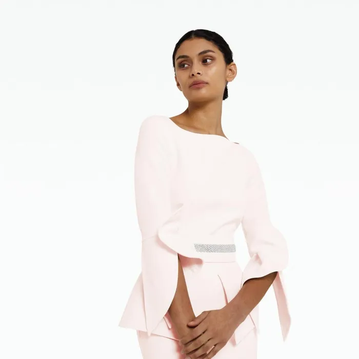 Safiyaa Alondra Pale Pink Midi Dress Women Dresses