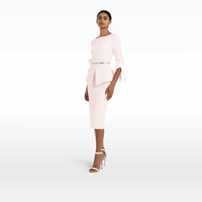 Safiyaa Alondra Pale Pink Midi Dress Women Dresses