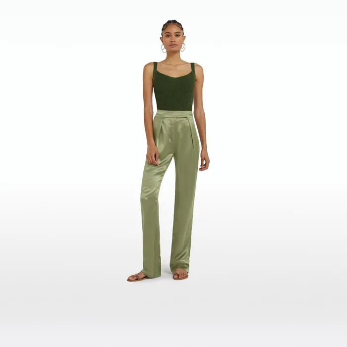 Safiyaa Amal Olive Crochet Top Women Tops