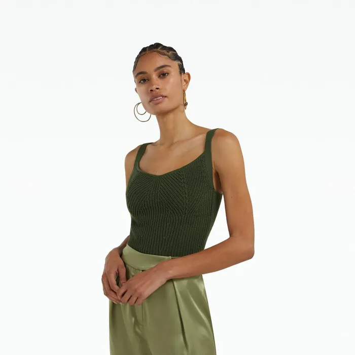 Safiyaa Amal Olive Crochet Top Women Tops