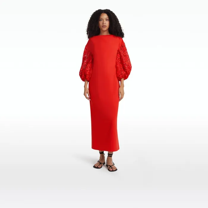 Safiyaa Amiee Lacquer Red Midi Dress Women Dresses