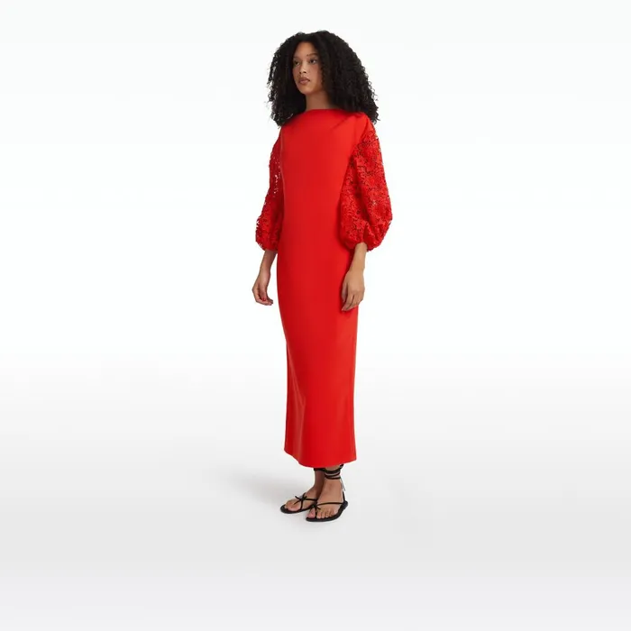 Safiyaa Amiee Lacquer Red Midi Dress Women Dresses
