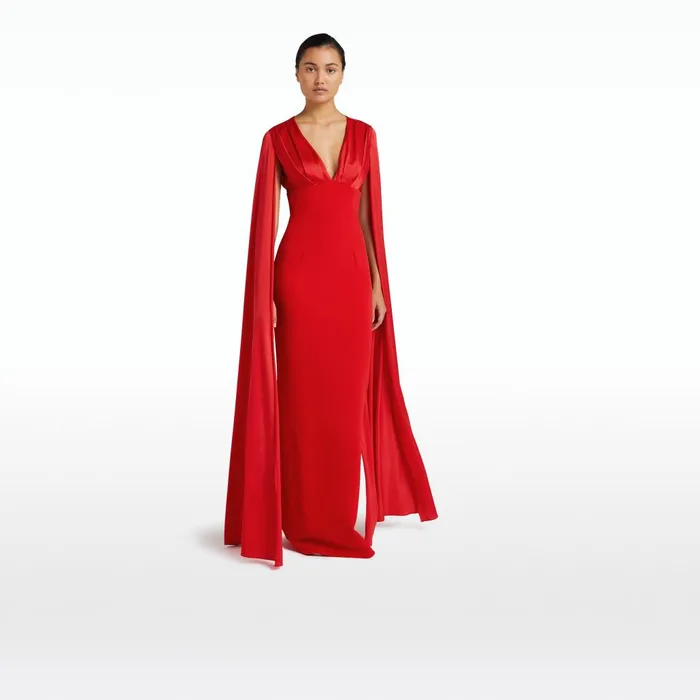 Safiyaa Angelina Cherry Red Long Dress Women Dresses