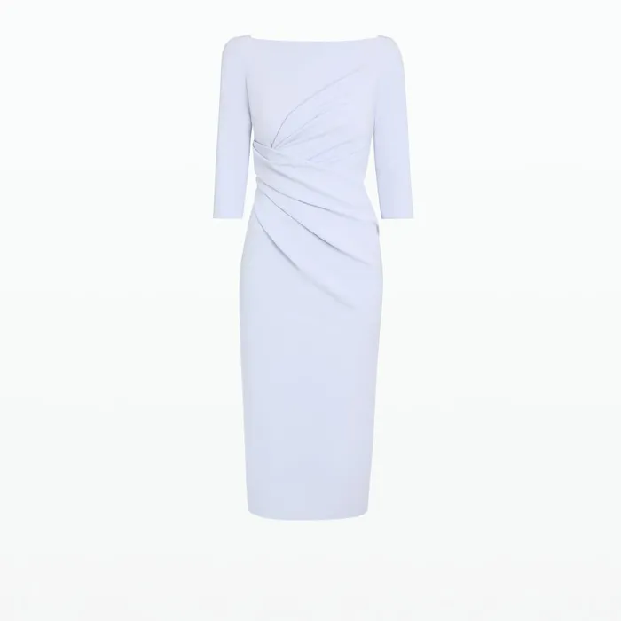 Safiyaa Asena Silk Blue Midi Dress Women Dresses