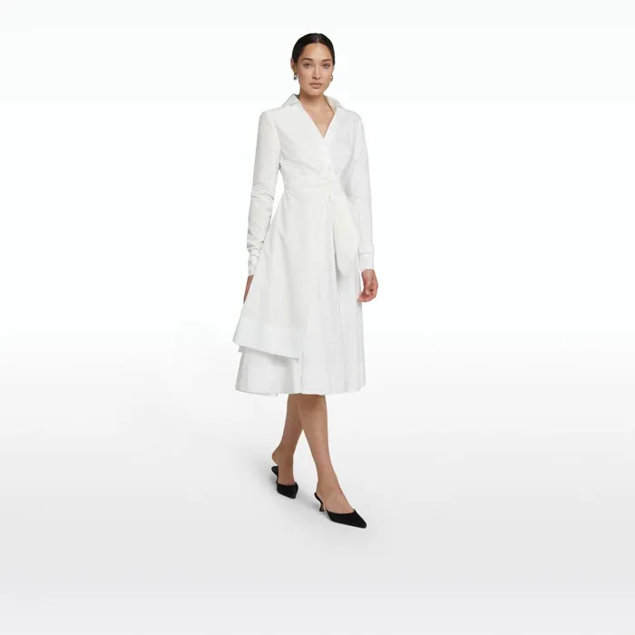 Safiyaa Asteria Ivory Cotton Midi Dress Women Dresses