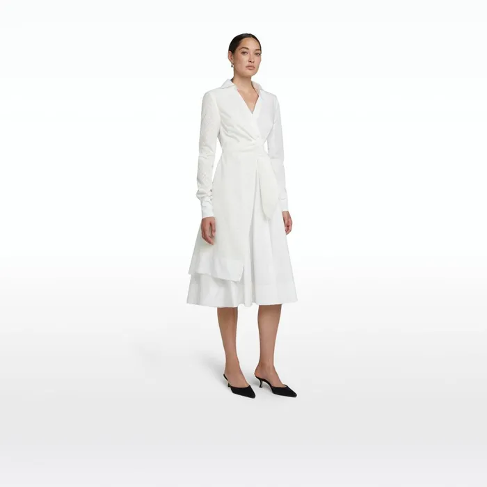 Safiyaa Asteria Ivory Cotton Midi Dress Women Dresses