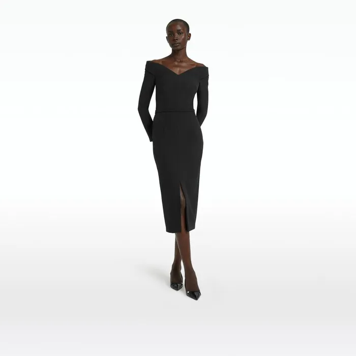Safiyaa Asuman Black Midi Dress Women Dresses