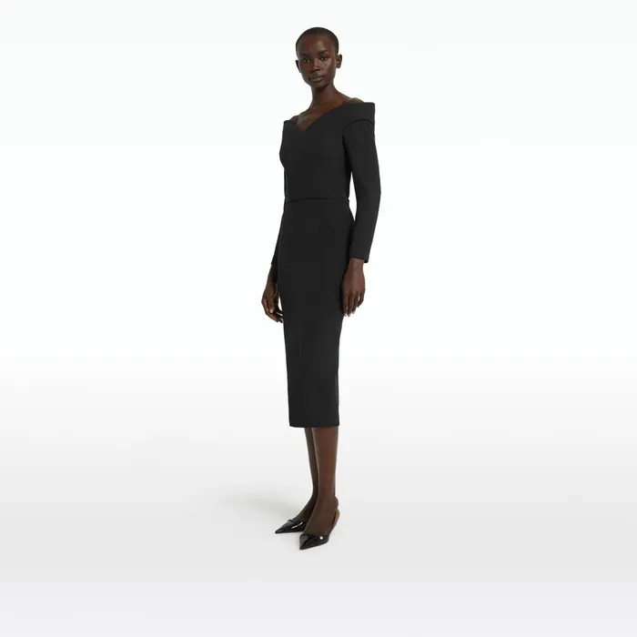 Safiyaa Asuman Black Midi Dress Women Dresses