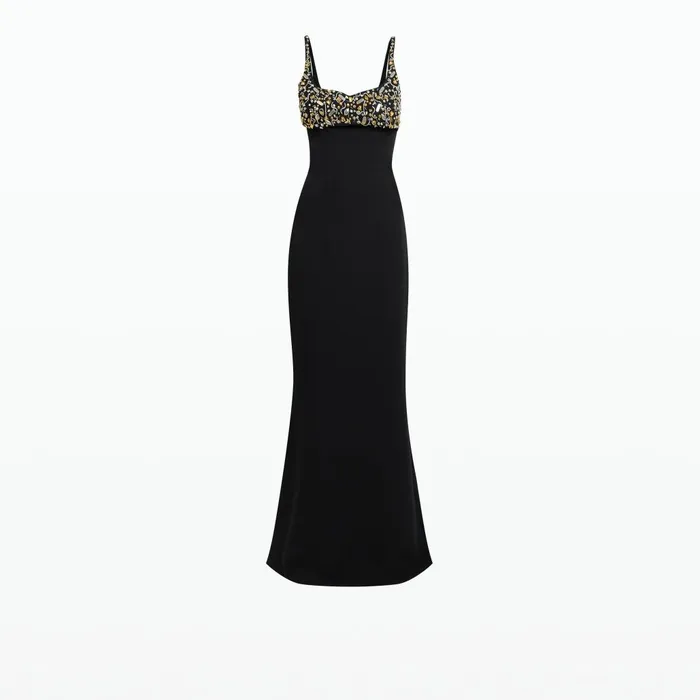 Safiyaa Beatriz Black and Celestial Scatter Embroidery Long Dress Women Dresses