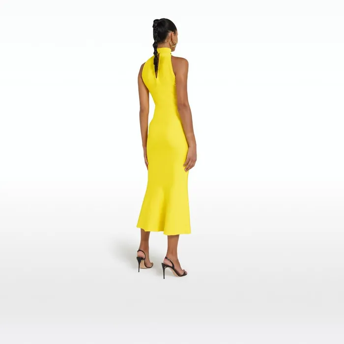 Safiyaa Chasca Canary Knit Midi Dress Women Dresses