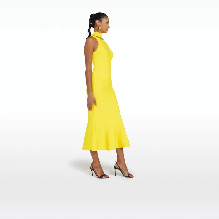 Safiyaa Chasca Canary Knit Midi Dress Women Dresses