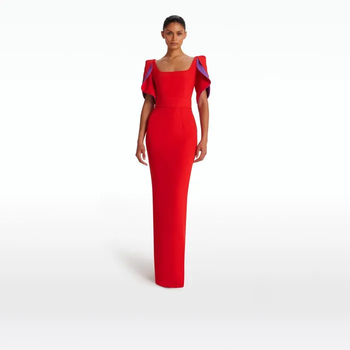 Safiyaa Dara Scarlet Red Long Dress Women Dresses