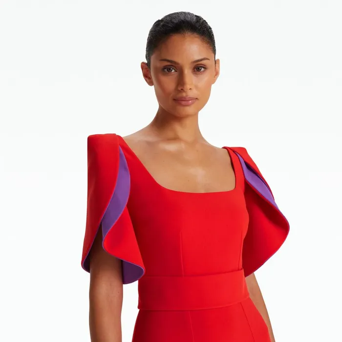 Safiyaa Dara Scarlet Red Long Dress Women Dresses