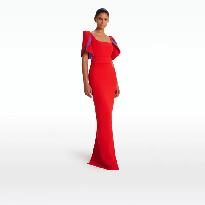 Safiyaa Dara Scarlet Red Long Dress Women Dresses