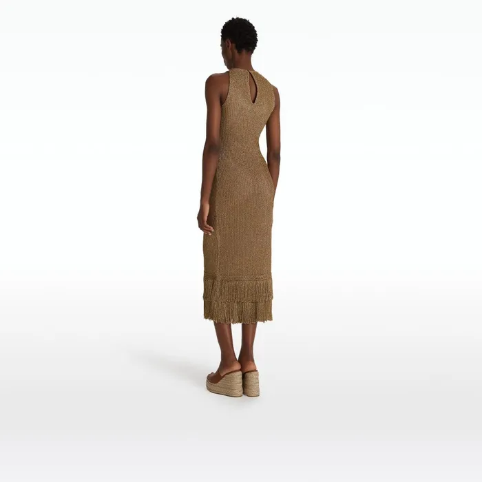 Safiyaa Deidre Gold Knit Dress Women Knitwear