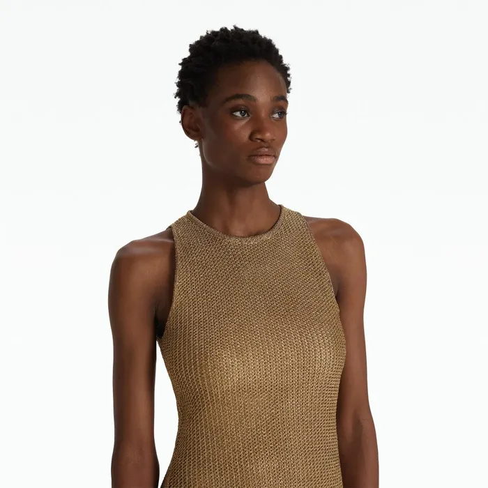 Safiyaa Deidre Gold Knit Dress Women Knitwear