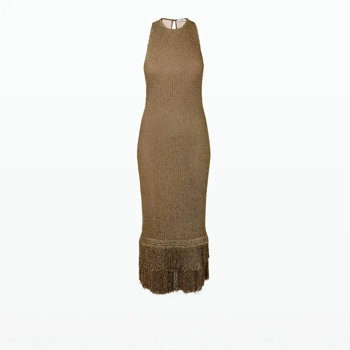 Safiyaa Deidre Gold Knit Dress Women Knitwear